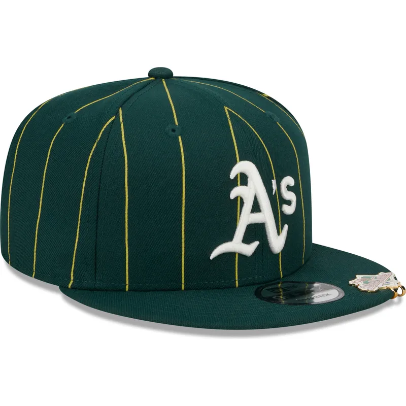 gron-flat-cap-snapback-9fifty-pinstripe-visor-clip-fra-oakland-athletics-mlb-fra-new-era