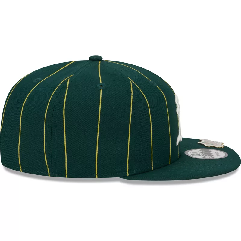 new-era-flat-brim-9fifty-pinstripe-visor-clip-oakland-athletics-mlb-green-snapback-cap