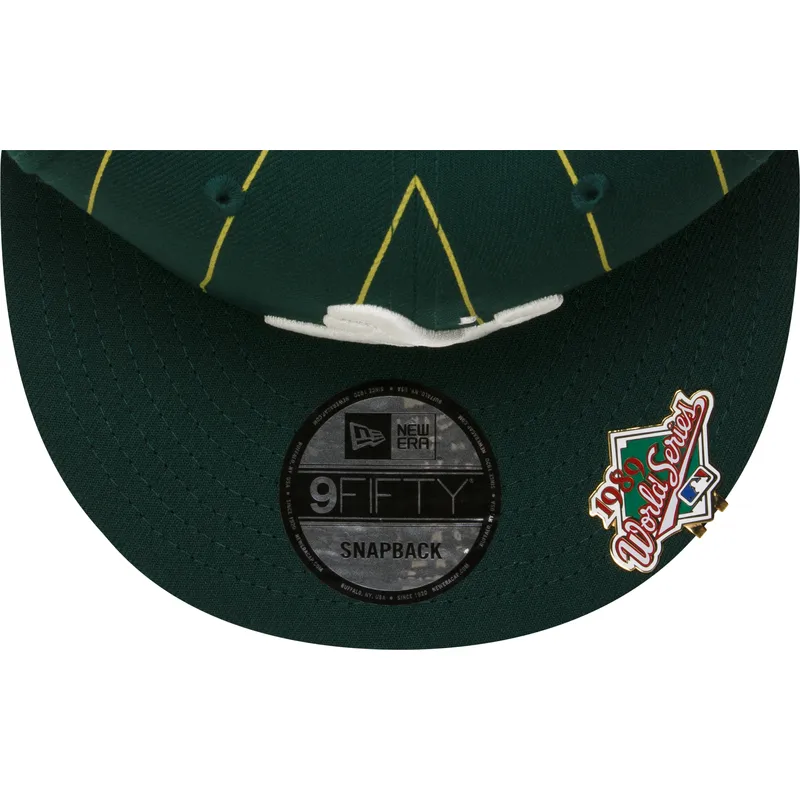 gron-flat-cap-snapback-9fifty-pinstripe-visor-clip-fra-oakland-athletics-mlb-fra-new-era