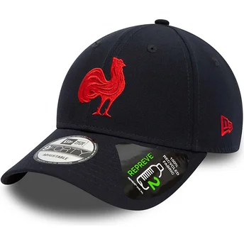 cappellino-curvo-blu-navy-regolabile-con-logo-rosso-9forty-repreve-team-colour-della-federazione-francese-di-rugby-ffr-di-new-er