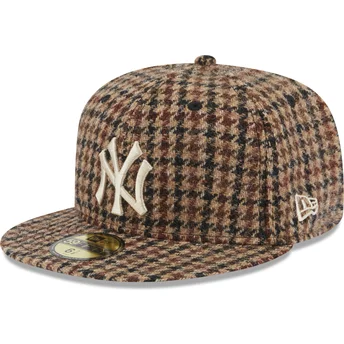 cappelli-piatta-marrone-regolato-59fifty-harris-tweed-dei-new-york-yankees-mlb-di-new-era