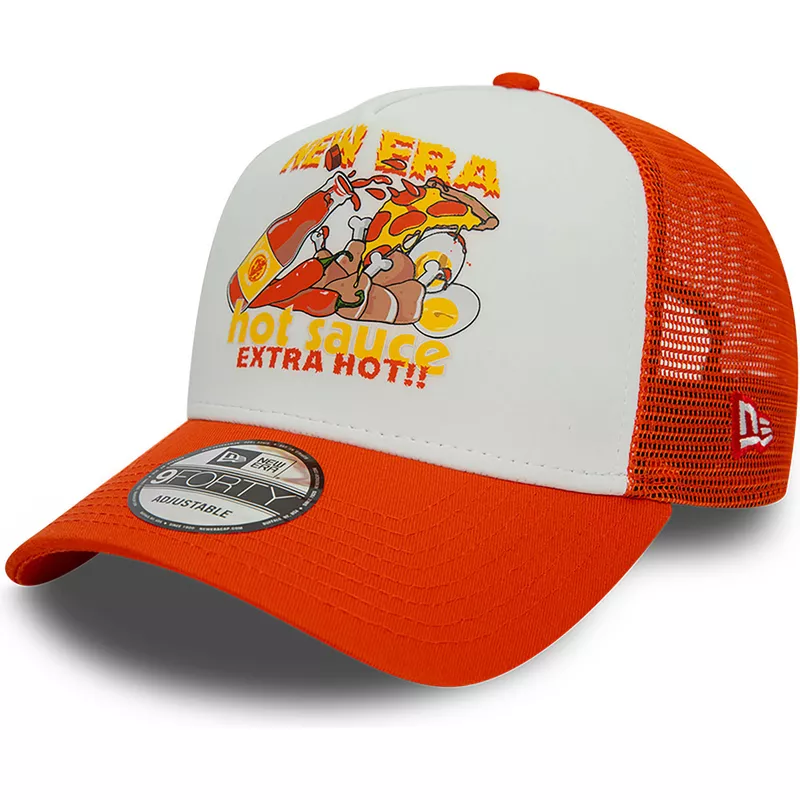 new-era-hot-sauce-a-frame-food-white-and-orange-trucker-hat