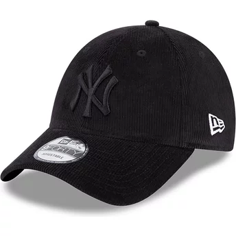 Casquette courbée noire ajustable avec logo noir 9FORTY Cord New York Yankees MLB New Era