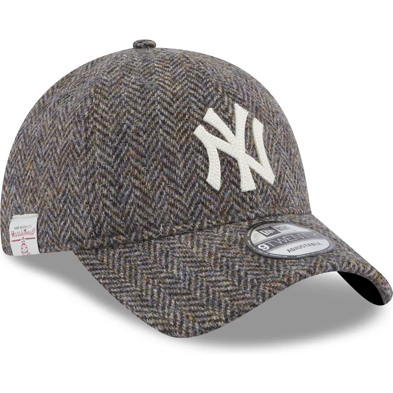 mutzen-gebogen-grau-verstellbares-band-9twenty-tweed-pack-der-new-york-yankees-mlb-von-new-era
