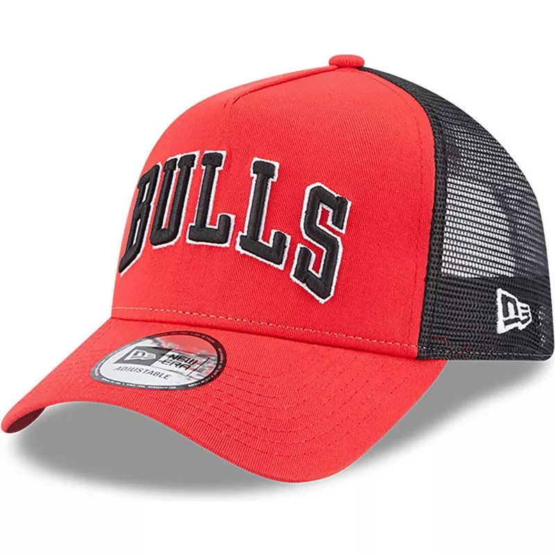 new-era-a-frame-team-script-chicago-bulls-nba-red-trucker-hat
