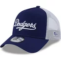 new-era-a-frame-team-script-los-angeles-dodgers-mlb-blue-trucker-hat