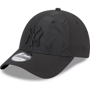 Casquette courbée noire ajustable avec logo noir 9FORTY Multi Texture New York Yankees MLB New Era