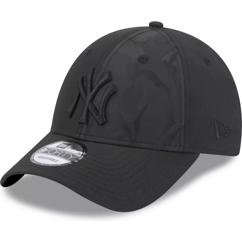 new-era-curved-brim-black-logo-9forty-multi-texture-new-york-yankees-mlb-black-adjustable-cap