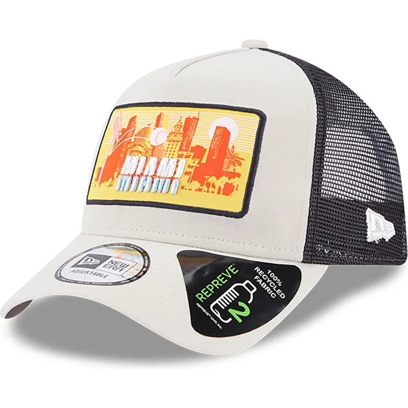 cappelli-curva-beige-snapback-a-frame-repreve-license-plate-dei-miami-di-new-era