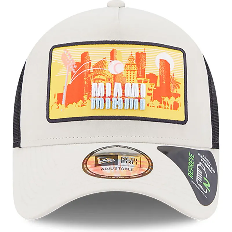 cappelli-curva-beige-snapback-a-frame-repreve-license-plate-dei-miami-di-new-era