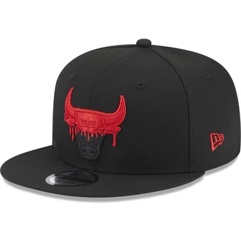 Casquette plate noire snapback 9FIFTY Team Drip Chicago Bulls NBA New Era