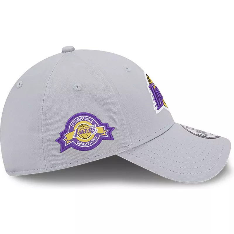new-era-curved-brim-9forty-team-side-patch-los-angeles-lakers-nba-grey-adjustable-cap