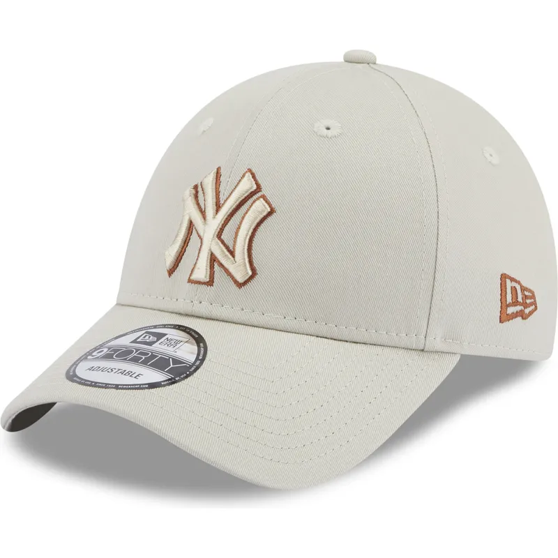 cappelli-curva-beige-cinghia-regolabile-9forty-team-outline-dei-new-york-yankees-mlb-di-new-era