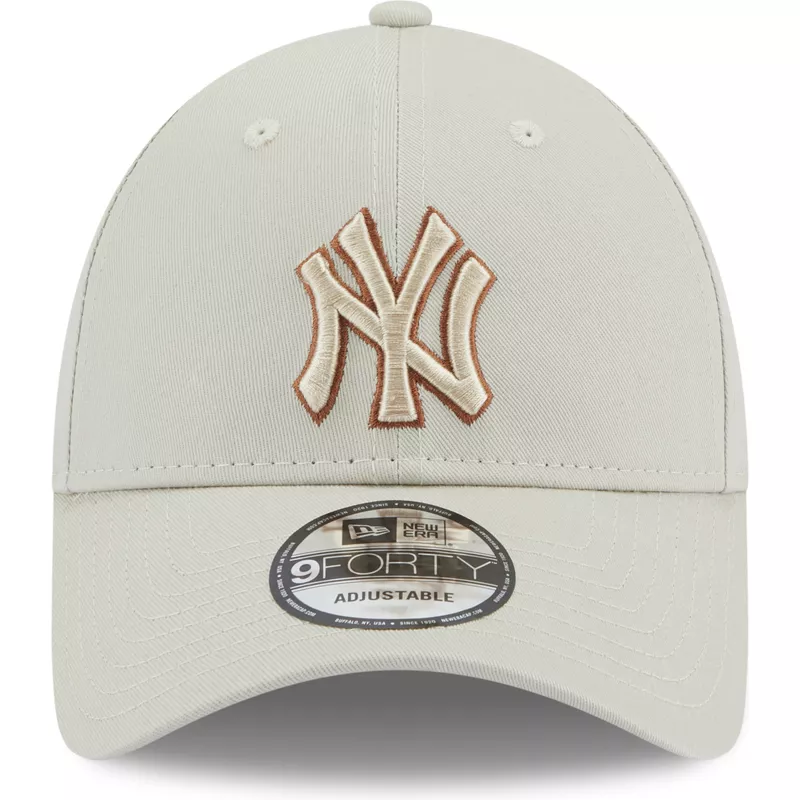 new-era-curved-brim-9forty-team-outline-new-york-yankees-mlb-beige-adjustable-cap