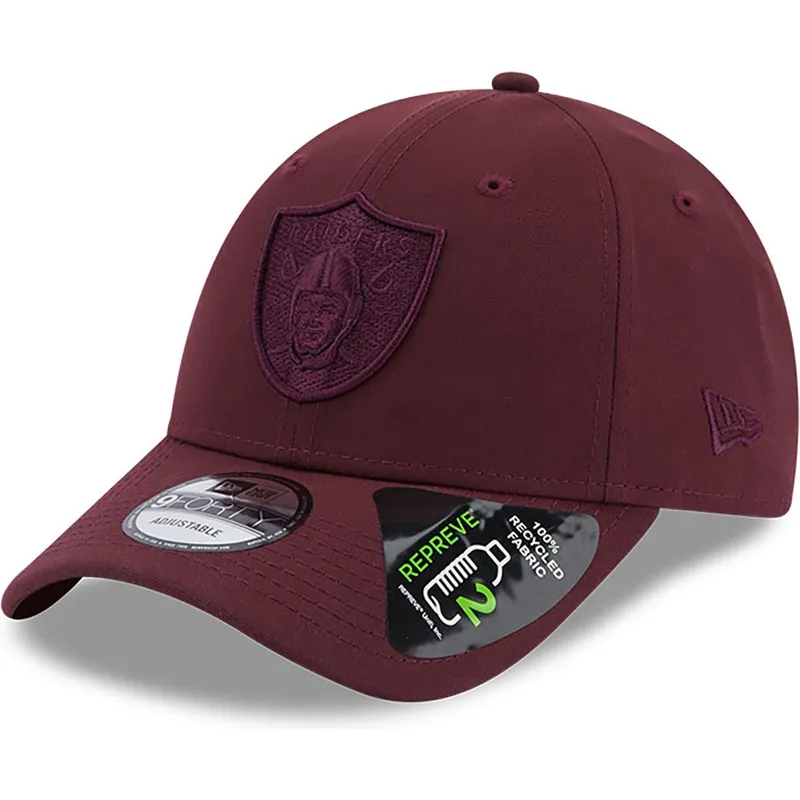mutzen-gebogen-rot-verstellbares-band-granate-granate-9forty-repreve-der-las-vegas-raiders-nfl-von-new-era