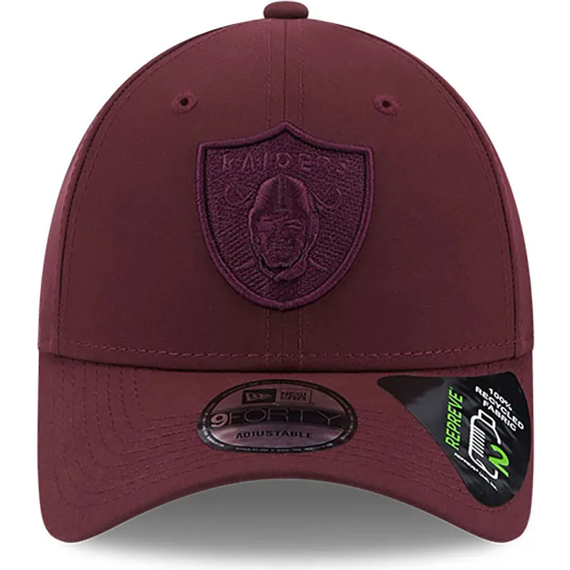 cappelli-curva-rosso-cinghia-regolabile-granate-granate-9forty-repreve-dei-las-vegas-raiders-nfl-di-new-era