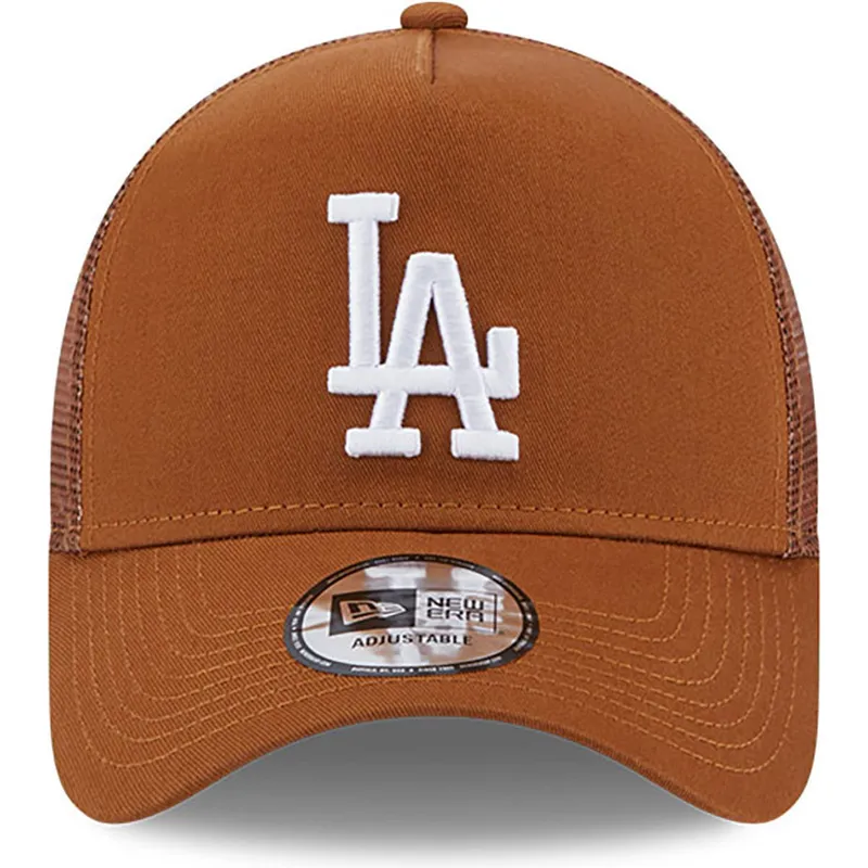 mutzen-gebogen-braun-snapback-a-frame-league-essential-der-los-angeles-dodgers-mlb-von-new-era