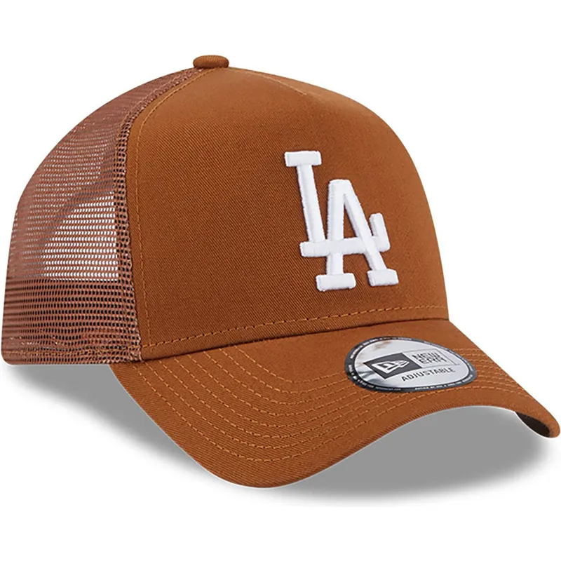 cappelli-curva-marrone-snapback-a-frame-league-essential-dei-los-angeles-dodgers-mlb-di-new-era