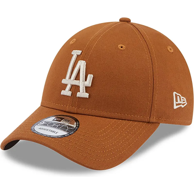 mutzen-gebogen-braun-verstellbares-band-9forty-league-essential-der-los-angeles-dodgers-mlb-von-new-era