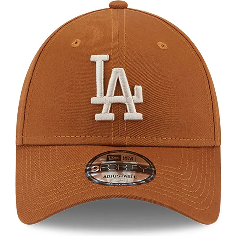 mutzen-gebogen-braun-verstellbares-band-9forty-league-essential-der-los-angeles-dodgers-mlb-von-new-era