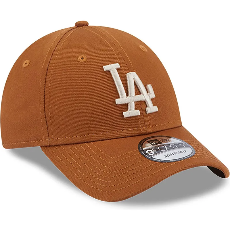 mutzen-gebogen-braun-verstellbares-band-9forty-league-essential-der-los-angeles-dodgers-mlb-von-new-era