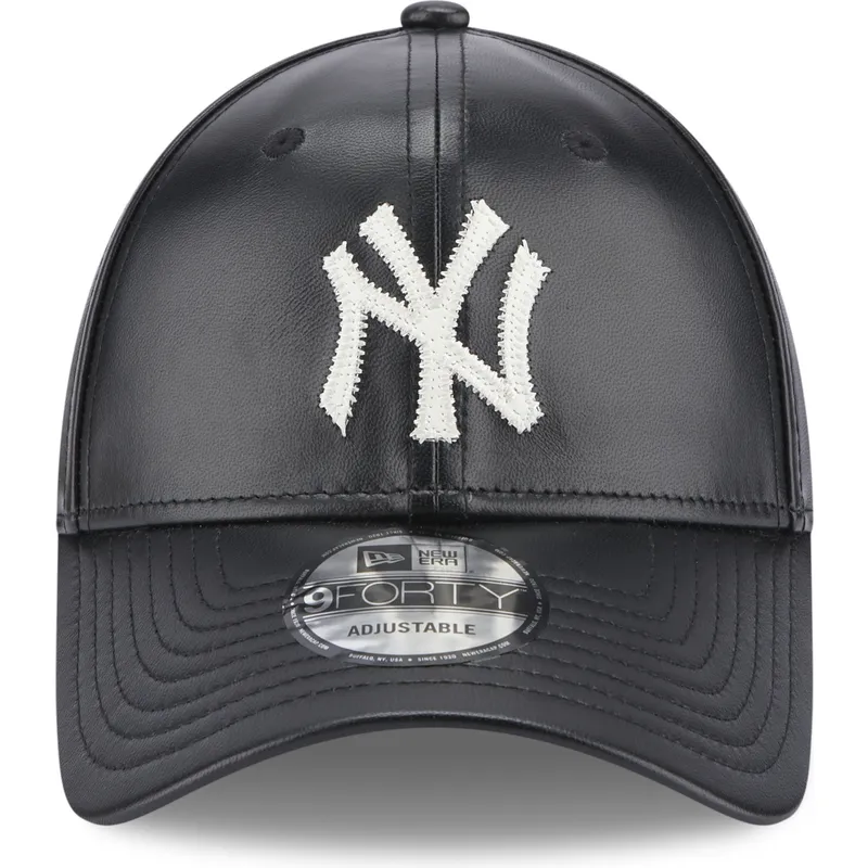cappelli-curva-nero-cinghia-regolabile-9forty-leather-dei-new-york-yankees-mlb-di-new-era