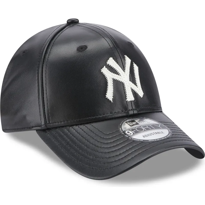 cappelli-curva-nero-cinghia-regolabile-9forty-leather-dei-new-york-yankees-mlb-di-new-era