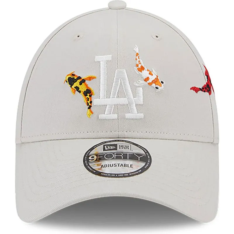 mutzen-gebogen-beige-verstellbares-band-9forty-koi-fish-der-los-angeles-dodgers-mlb-von-new-era