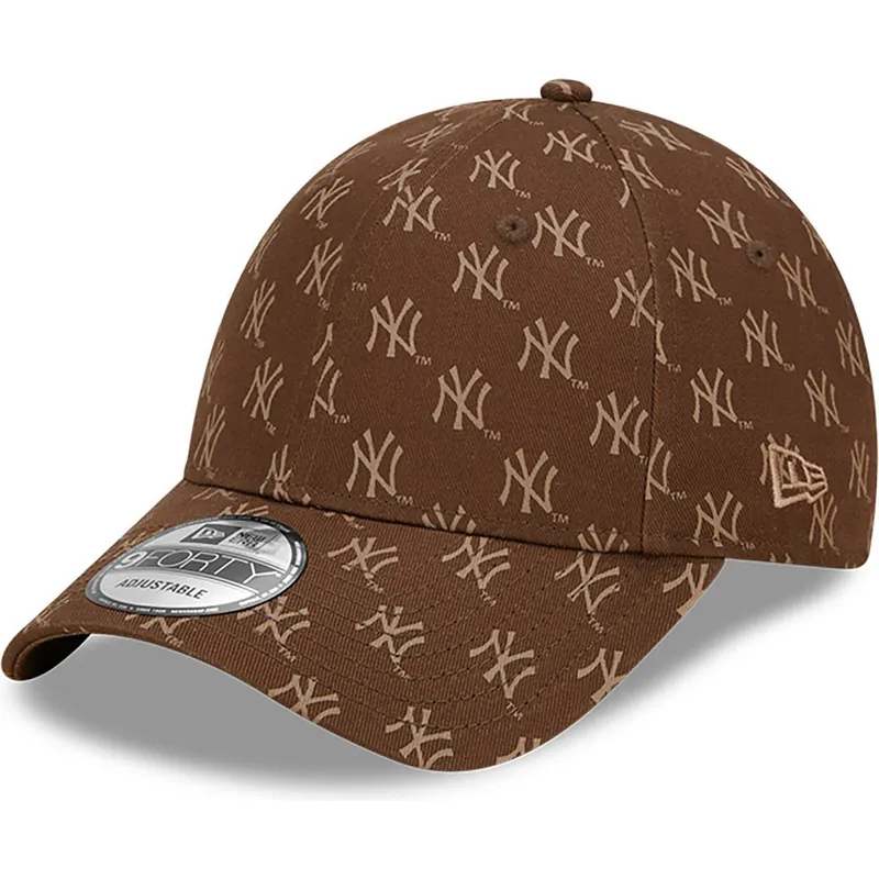 cappelli-curva-marrone-cinghia-regolabile-9forty-monogram-dei-new-york-yankees-mlb-di-new-era