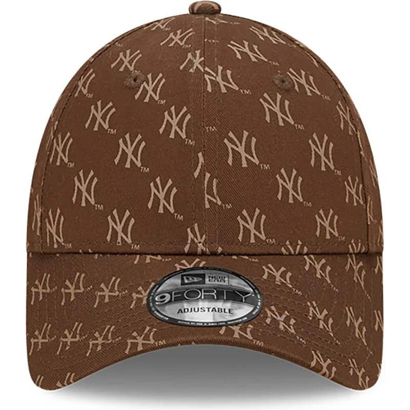 cappelli-curva-marrone-cinghia-regolabile-9forty-monogram-dei-new-york-yankees-mlb-di-new-era