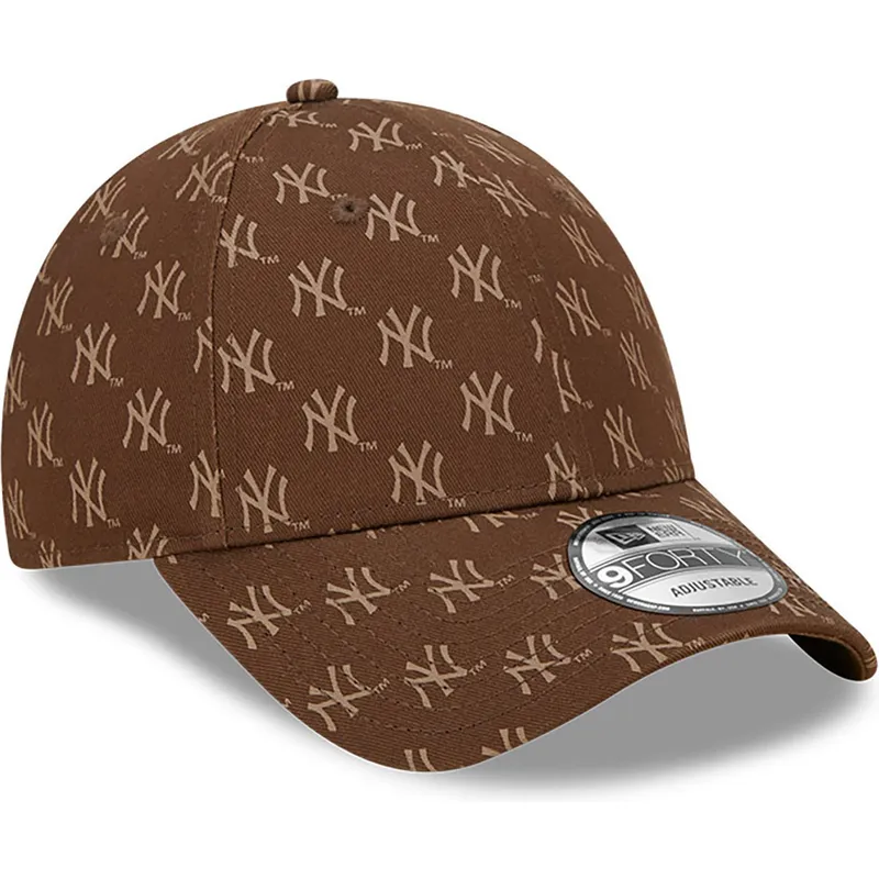 cappelli-curva-marrone-cinghia-regolabile-9forty-monogram-dei-new-york-yankees-mlb-di-new-era