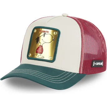 Capslab Peanuts Snoopy Joe Cool JOE2 weiß-rot-grüne Trucker-Kappe