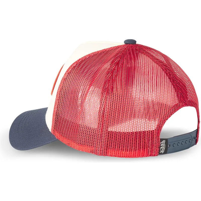 cappellino-trucker-beige-rosso-e-blu-marino-cla5-di-von-dutch