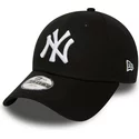 cappellino-visiera-curva-nero-con-logo-bianco-regolabile-per-bambino-9forty-essential-di-new-york-yankees-mlb-di-new-era