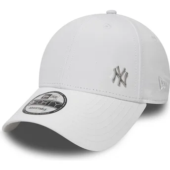 Gorra curva blanca ajustable 9FORTY Flawless Logo de New York Yankees MLB de New Era