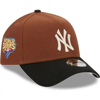 New Era Curved Brim 9FORTY A Frame Harvest New York Yankees MLB Brown and Black Snapback Cap