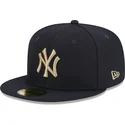 cappello-piatto-blu-navy-aderente-59fifty-laurel-sidepatch-dei-new-york-yankees-mlb-di-new-era