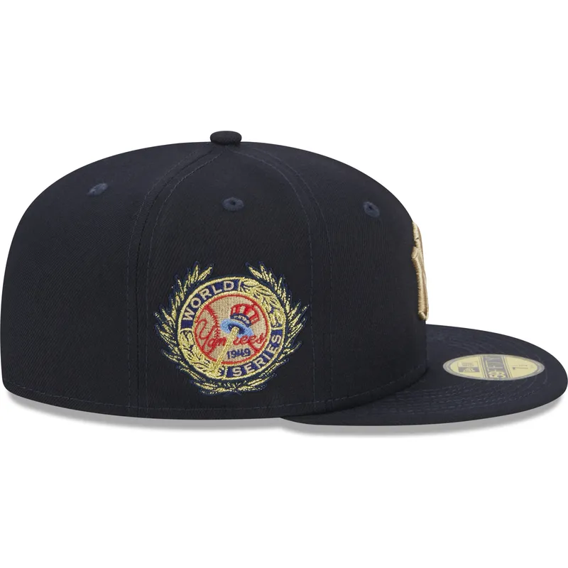 mutzen-flach-marineblau-angepasst-59fifty-laurel-sidepatch-der-new-york-yankees-mlb-von-new-era