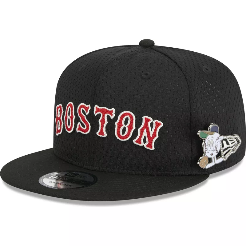 new-era-flat-brim-9fifty-post-up-pin-boston-red-sox-mlb-black-snapback-cap