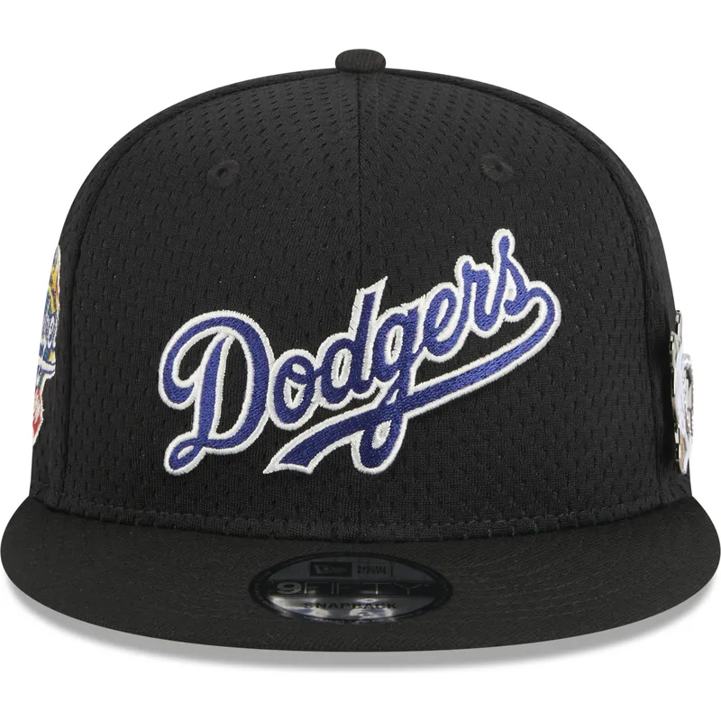 cappello-piatto-nero-snapback-9fifty-post-up-pin-dei-los-angeles-dodgers-mlb-di-new-era