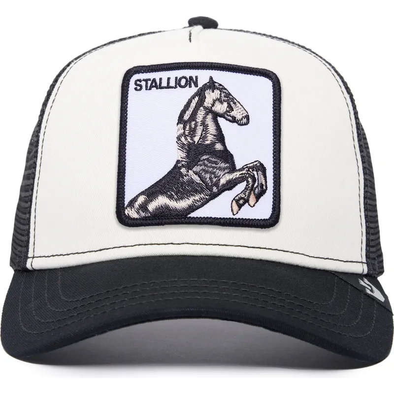 hvid-og-sort-trucker-kasket-hest-stallion-the-farm-fra-goorin-bros