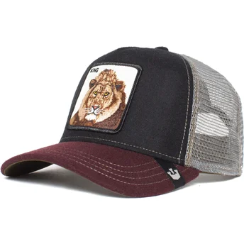 Gorra trucker negra, gris y roja león King Circwool of Life The Farm de Goorin Bros.