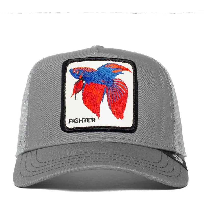 gorra-trucker-grigia-pesce-combattente-di-siam-fighter-alpha-betta-truckin-the-farm-di-goorin-bros