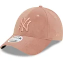 9forty-new-york-yankees-mlb-damen-verstellbare-rosa-velourskappe-mit-rosa-logo-von-new-era