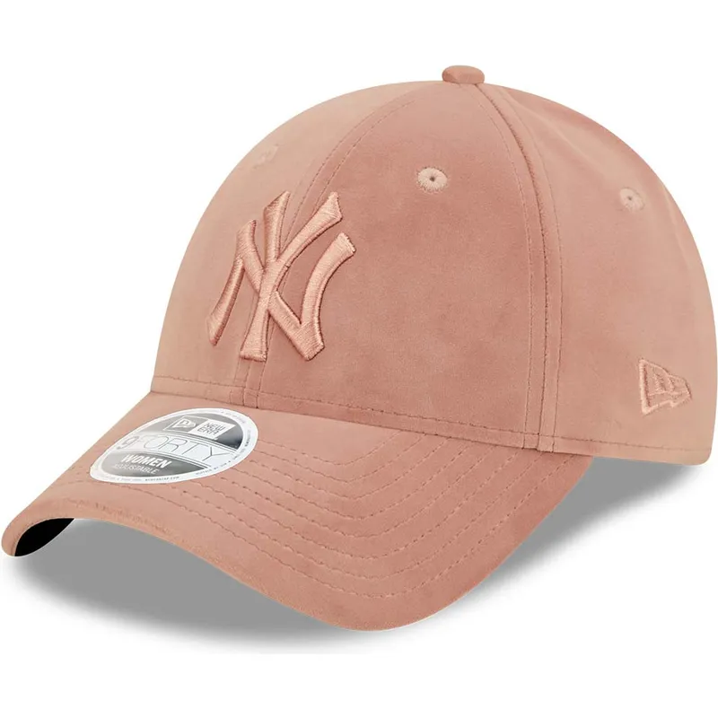 cappelli-curva-rosa-cinghia-regolabile-9forty-velour-dei-new-york-yankees-mlb-di-new-era