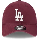 mutzen-gebogen-rot-verstellbares-band-granate-9twenty-league-essential-der-los-angeles-dodgers-mlb-von-new-era