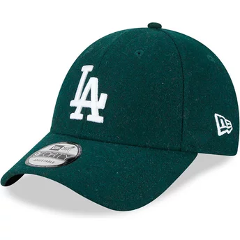 New Era Curved Brim 9FORTY Essential Melton Wool Los Angeles Dodgers MLB Green Adjustable Cap