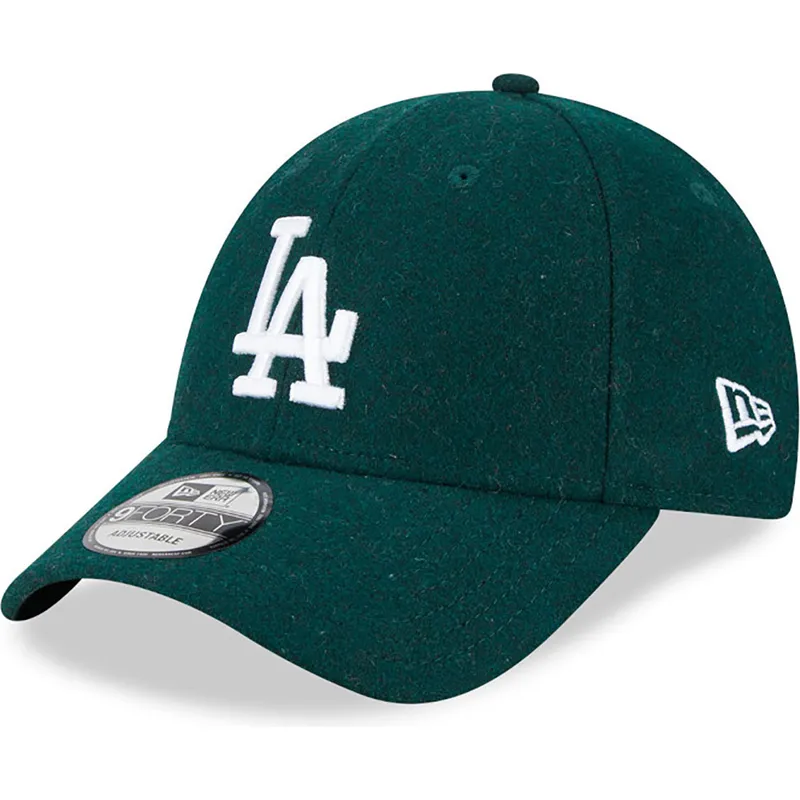 cappelli-curva-verde-cinghia-regolabile-9forty-essential-melton-wool-dei-los-angeles-dodgers-mlb-di-new-era