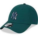mutzen-gebogen-grun-verstellbares-band-9forty-check-infill-der-new-york-yankees-mlb-von-new-era