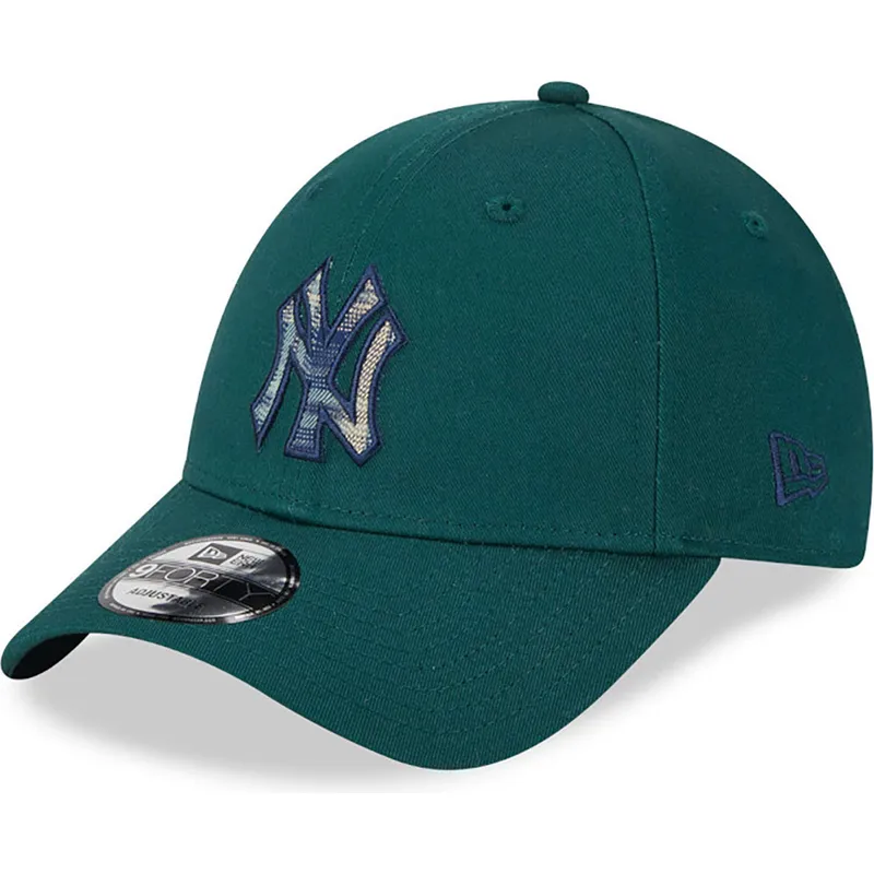 cappelli-curva-verde-cinghia-regolabile-9forty-check-infill-dei-new-york-yankees-mlb-di-new-era